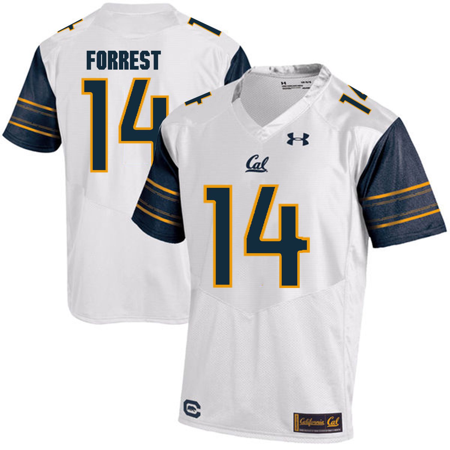 Men California Golden Bears #14 Chase Forrest White Customized NCAA Jerseys1->customized ncaa jersey->Custom Jersey